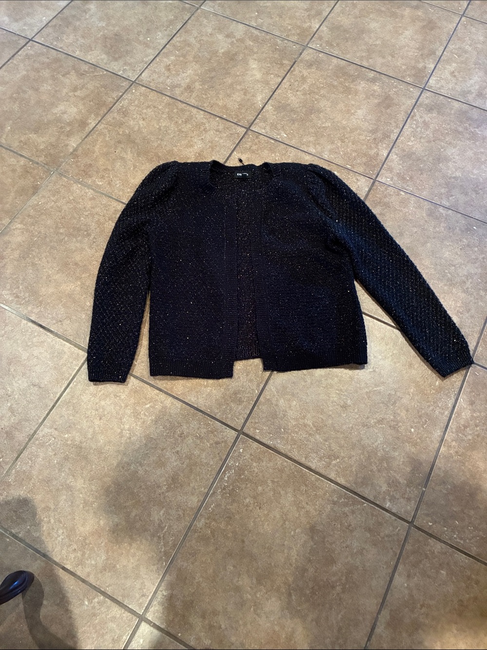 Express Black Gold Fleck Open Cardigan